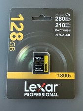 Lexar Professional 1800x 128GB SDXC UHS-II Memory Card 280MB/s Read 210MB/s Writ