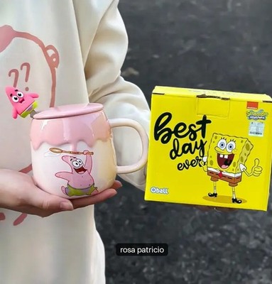 Patrick Star SpongeBob SquarePants Pink Ceramic Mug w/ Lid & Handle