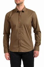 Hugo Boss Men's Ero3 Olive Green Extra Slim Fit Stretch Long Sleeve Casual Shirt