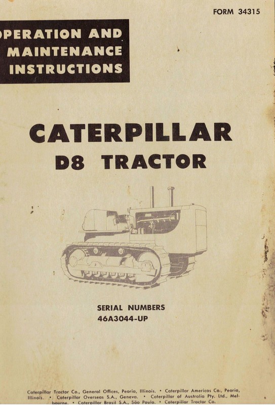 Caterpillar D8 Tractor Operation and Maintenance 70 Page Manual 46A3044-UP