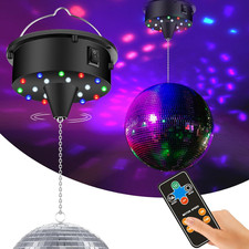 Disco Ball Motor With Remote 5/8/10/15RPM Heavy Duty Spinner Light 18 LED Party