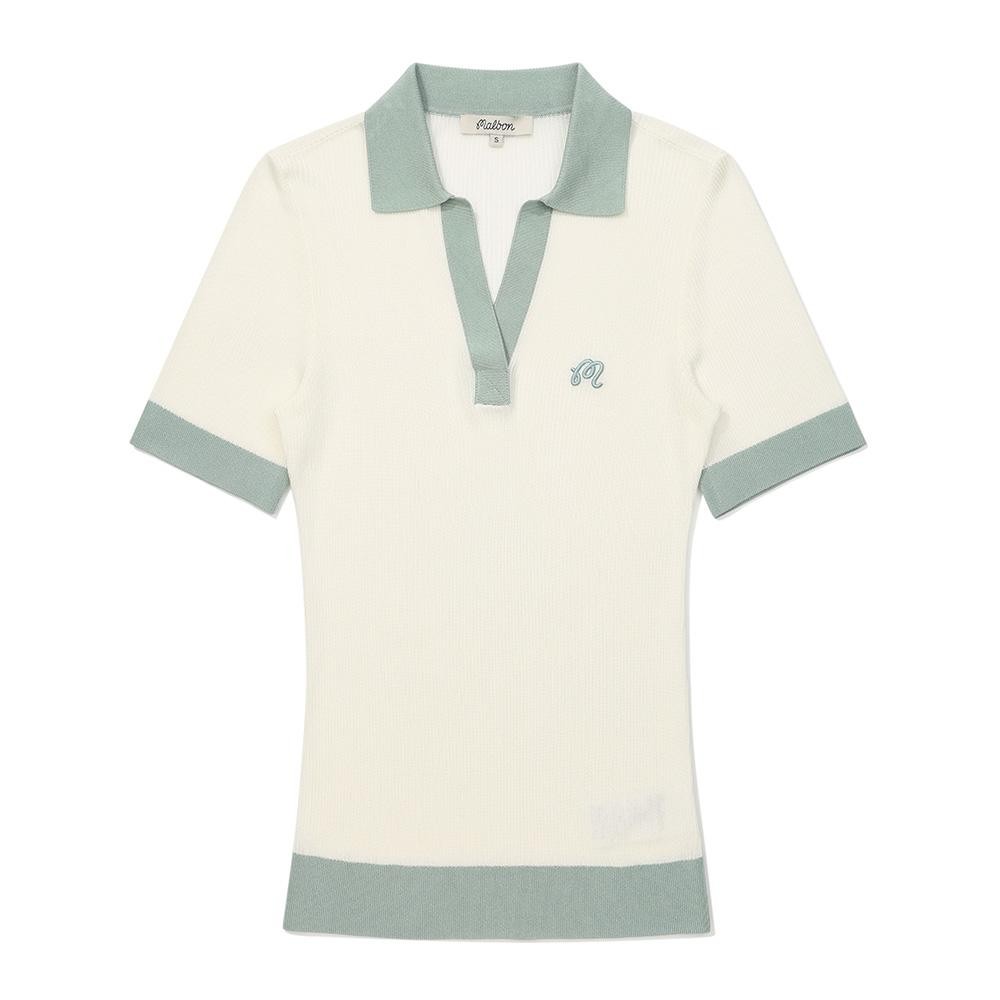 Genuine Malbon Golf MELANY Ribbed Knit Polo CREAM (WOMAN)