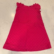 Polo Ralph Lauren Girls 4T Eyelet Dress A Line Flutter Sleeve Knee Length Pink