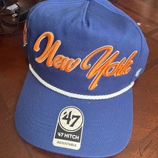 New York Knicks '47 Brand Blue Overhand Script Rope Hitch Snapback Hat Adjust