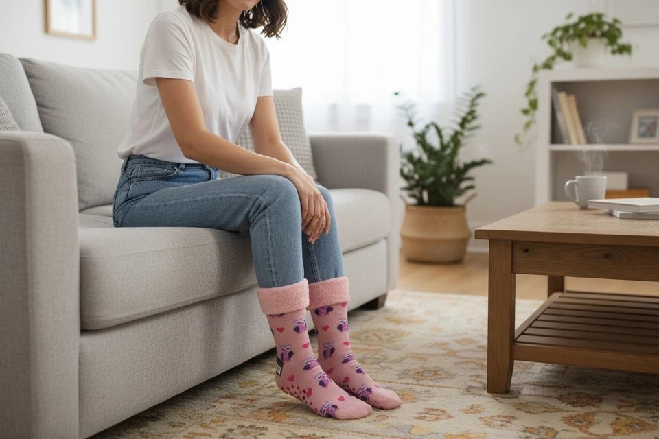 3 pares de calcetines térmicos antideslizantes antideslizantes con estampado de animales cálidos y mullidos para damas Foto 4 de 4