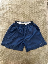 Vintage Nike Kids Shorts Small 4-6 Blue Nylon Running Athletic Swoosh