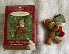 Hallmark Keepsake Ornament Baby's Fifth Christmas Teddy Bear 2000 Orig Box