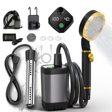 BSEED Portable Shower for Camping with Immersion Water Heater, Black, Black