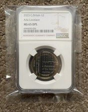 2023 Ada Lovelace £2 Two Pound coin NGC graded MS65 DPL. Uncirculated.