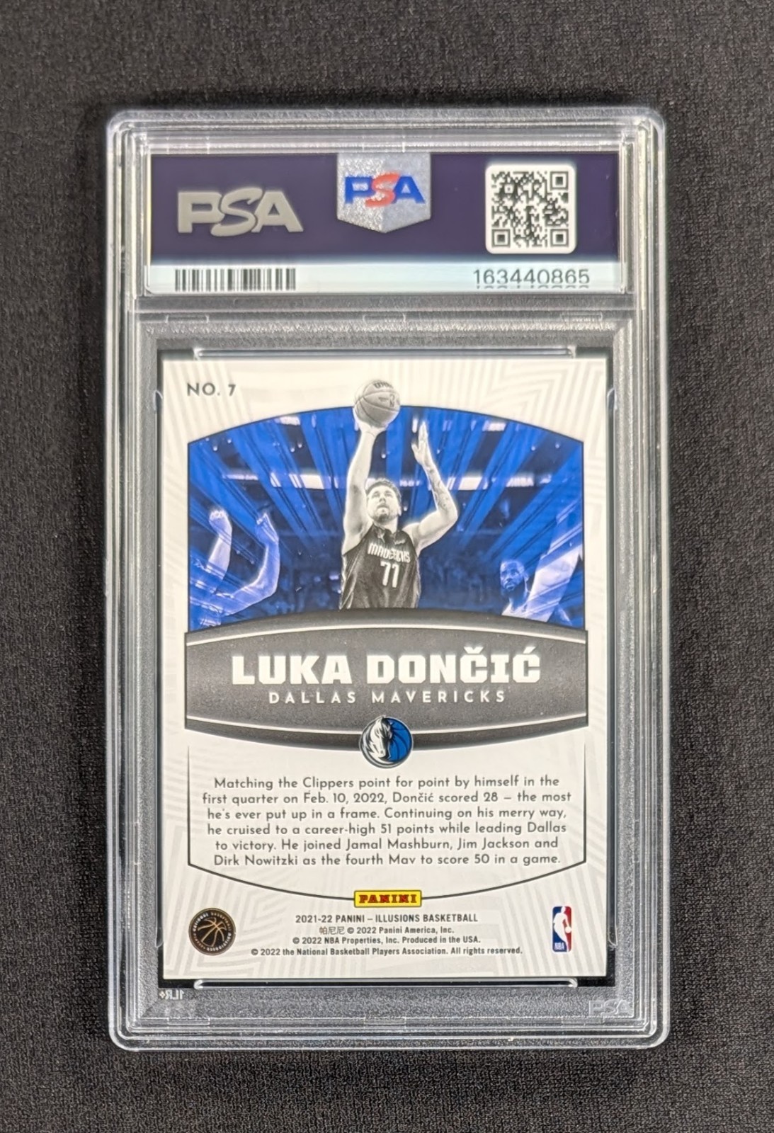2021-22 Panini Illusions Operation Detonation Orange Luka Doncic #7 PSA 9 MINT view 2