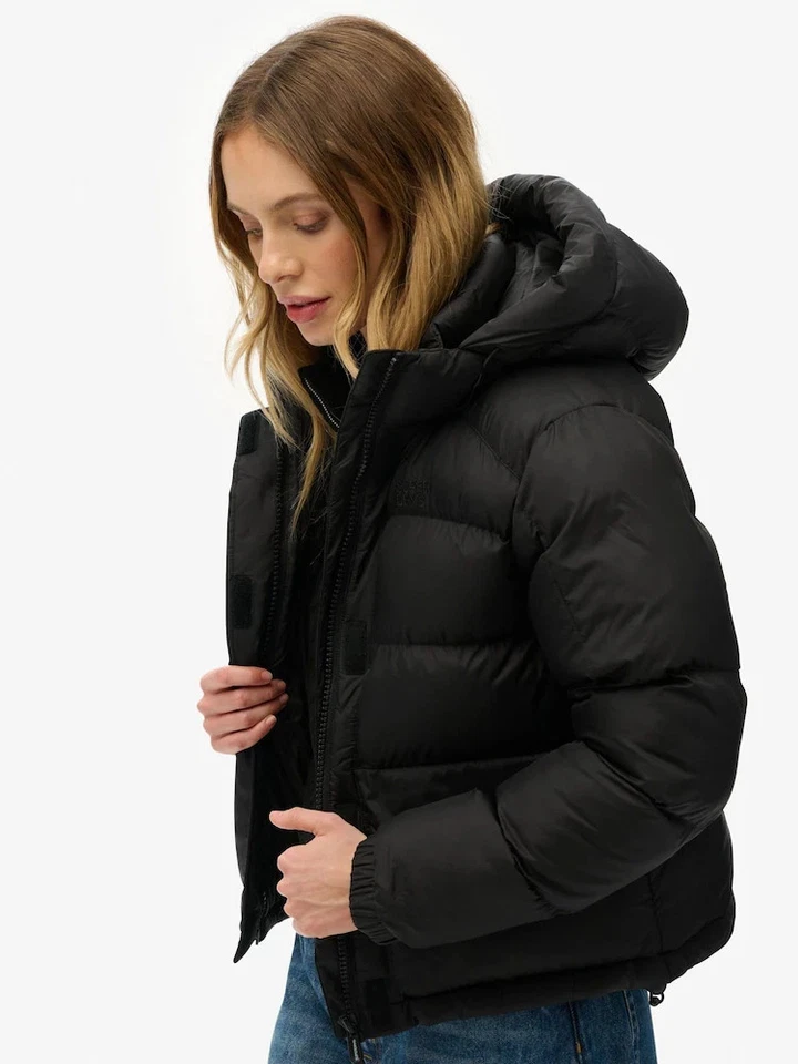 Superdry Womens Black Hooded 5 Baffle Puffer Jacket rrp £95 - Image 3 of 4