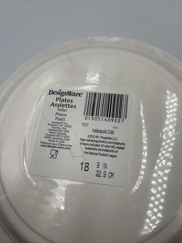 DESIGN WARE PLATES 18 Count 9 Inch INDIANAPOLIS COLTS LOT OF 3 New - Picture 3 of 3