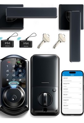 VE07-L Fingerprint App Control Smart Locks with Heavy-Duty Zinc Alloy Handles...