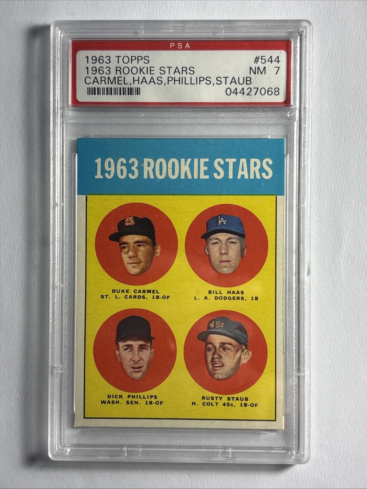 1963 Topps - High # - Rookie Stars #544, Rusty Staub PSA 7