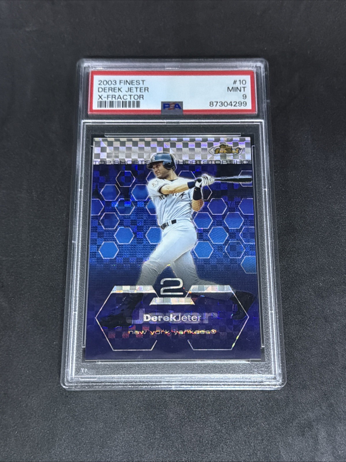 2003 Topps Finest Derek Jeter #10 X-Fractor /99 PSA 9