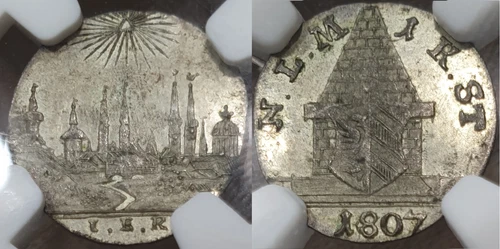 NGC Nurnberg MS 64 1 Kreuzer 1807 Silver City View Coin Germany One Year Type