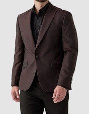 Karl Lagerfeld Paris Men's Red Single Breasted Herringbone Jacket Blazer Sz 44S