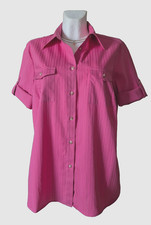 Walbusch Kurzarm Bluse Gr. 46, Pink, Ärmel verstellbar, 100 % Baumwolle