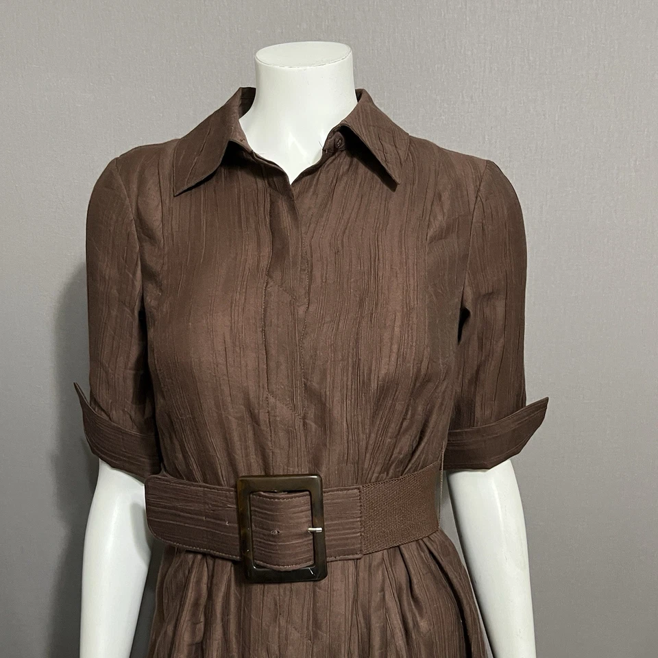 Vestido Camisa Coldwater Creek Chocolate Mujer Ropa de Día Marrón Vestido con Cinturón Talla 6 Foto 4 de 4