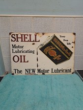 Vintage Enamel  motor oil garage sign Shell Oil Can Sign 50cm X 33 Cm 