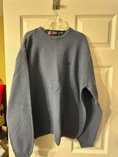 Chaps Mens size Large L/G Long Sleeve Cotton Sweater Blue Classic Fit