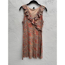 Ralph Lauren Co Women Floral Ruffle Sleeveless Boho Cotton Dress