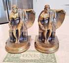 1920s Kronhein Oldenbusch K&O Metal Bookends Roman Scribe & Scroll 5¼" tall Ruhl — photo 4