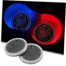 2Pcs LED Car Cup Holder Lights, 7 Colors Light Up Cup Coasters, USB
