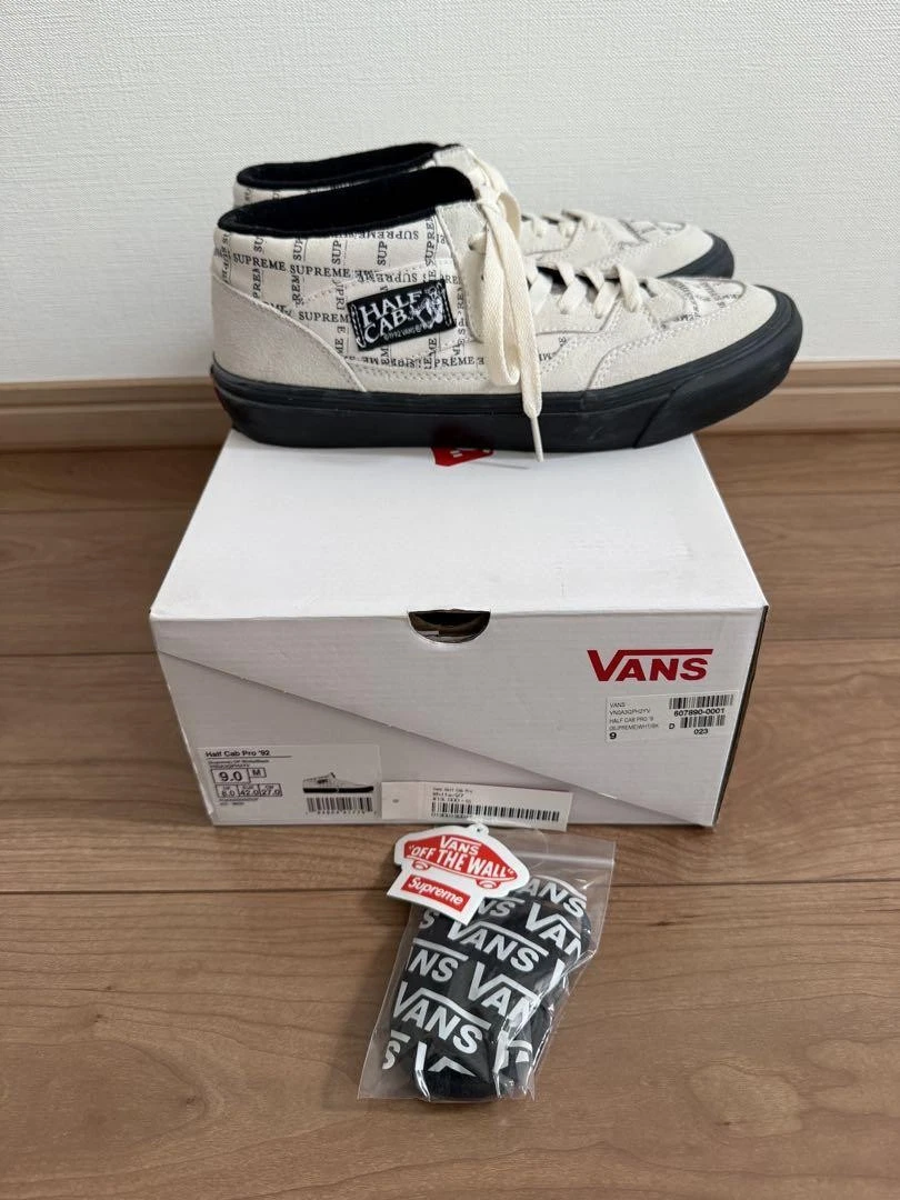Baskets homme 9,0 US Supreme Vans Half Cab Pro 92 blanc collection LTD VHTF col