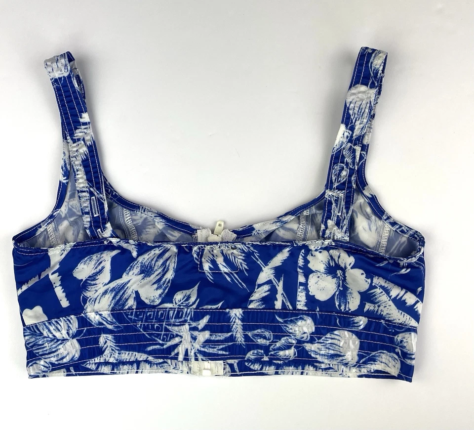 Винтажный 90-х годов Y2K бонго молнии спереди бикини бюстгальтер серфинга плавать верхний подростков размер 11 - Изображение 2 из 4