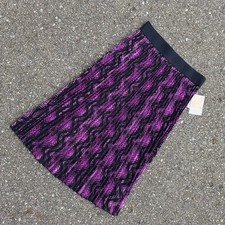 NEW Lularoe JILL pleated Elegant Skirt Size M Medium Metallic Pink and Black