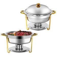 Round 6QT Chafing Dish Buffet Set, Stainless Steel Chafing Dish w Lid for Party