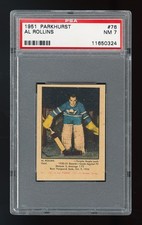 1951 Parkhurst #76 Al Rollins PSA 7 Rookie Card - Extremely sharp!