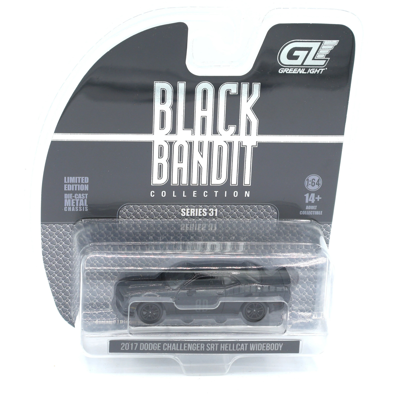Greenlight 2017 Dodge Challenger SRT Hellcat 1:64 Diecast Black Bandit Series 31