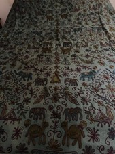 Vintage Indian Tapestry Bedspread Hand Embroidered Suzani Cloth 84" x 88"