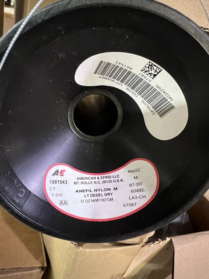 Light Desel Grey Nylon Thread 32 Oz Made in USA by A&E T210 Bonded Nylon - Image 2 of 2