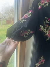 ASOS Black Dress With Pink Floral Embroidery