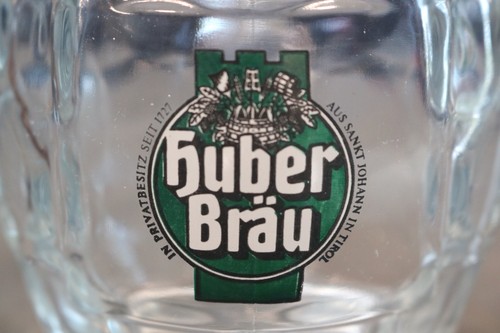 HUBER BRAU THUMBPRINT GLASS BEER MUG STEIN - Picture 2 of 5