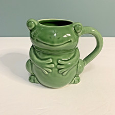 Frog Mug Cracker Barrel Green Stoneware Coffe...