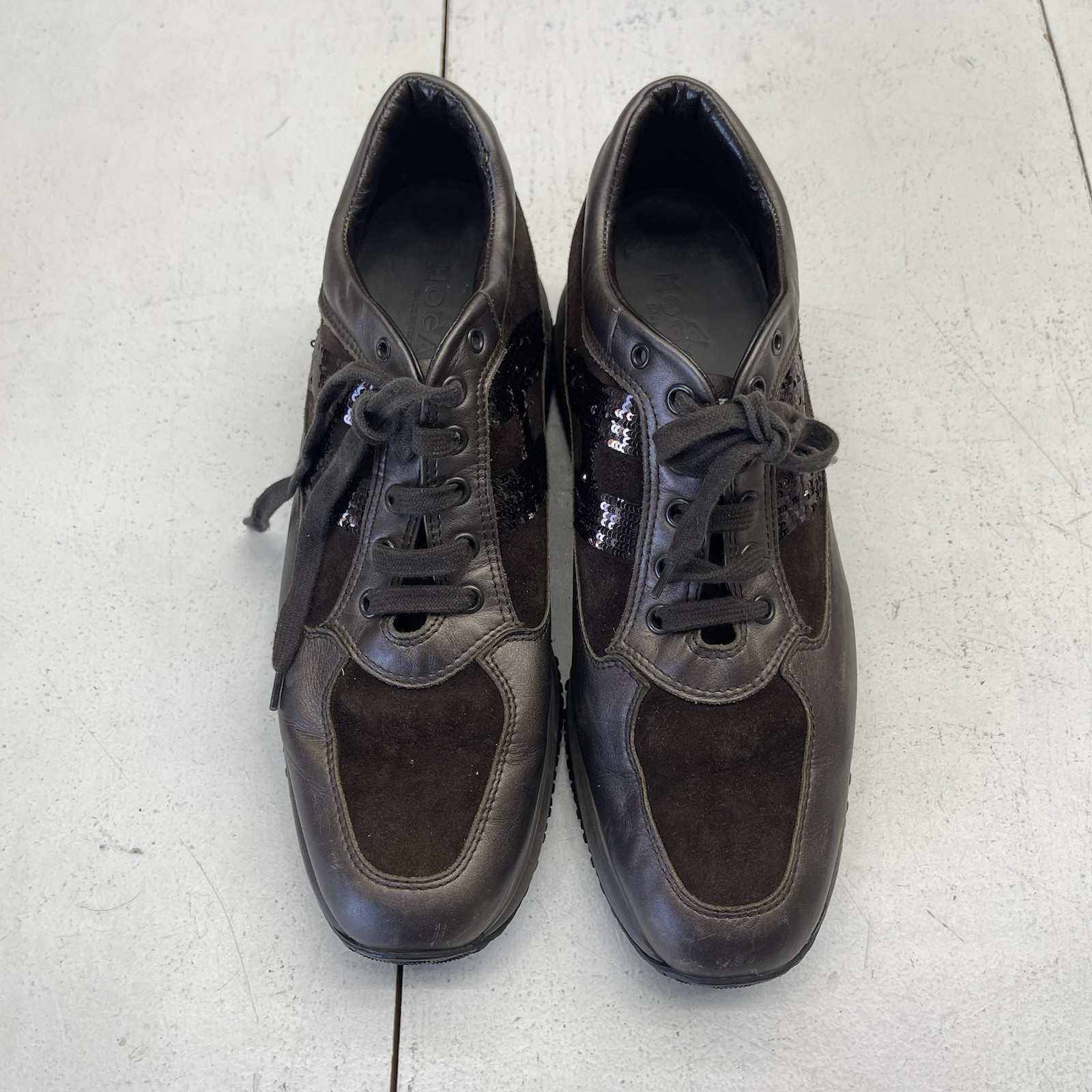 Hogan Interactive Brown Suede Sequin Platform Sne… - image 2