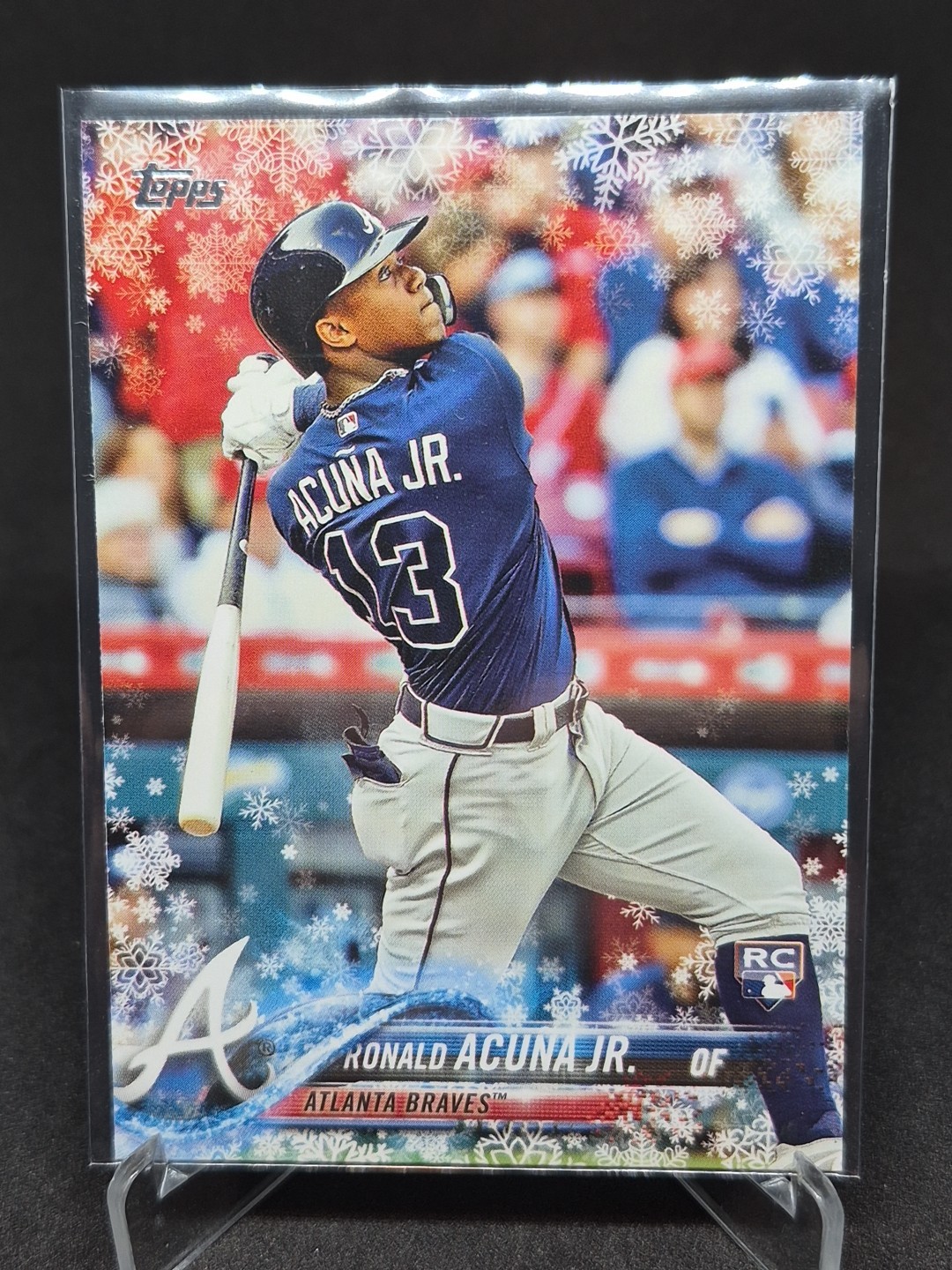 2018 Topps Holiday SP WalMart Ronald Acuna Jr #HMW50 Rookie RC Bat Down Braves