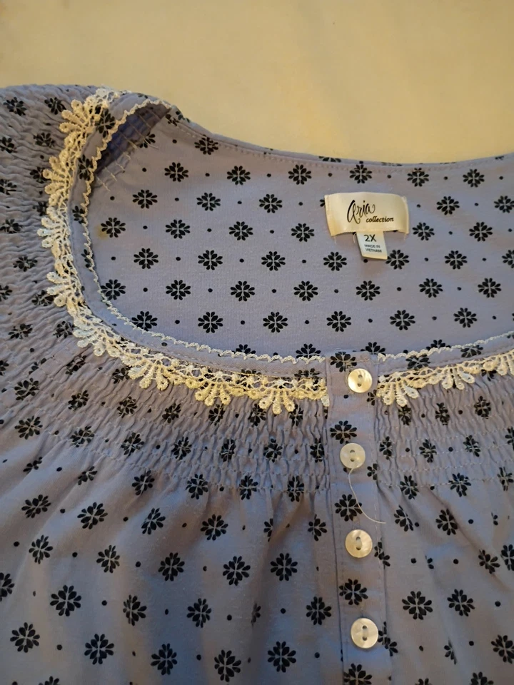 Camisón Aria Collection 2xl Femenino Confortanle Lavanda y Azul Foto 3 de 4