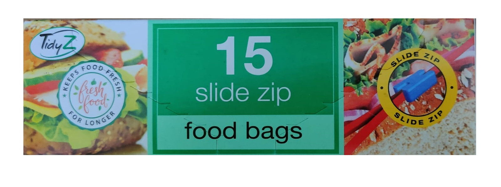 Tidyz 15 Slide Zip Resealable / Reusable Food Sandwich Freezer Storage