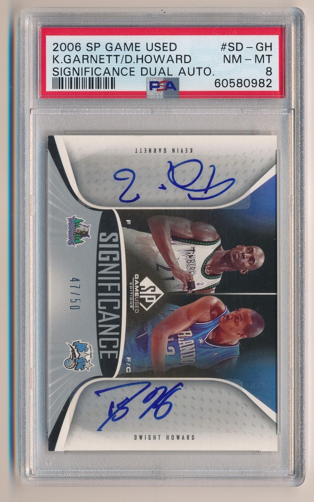 2006 SP Game Used Edition Significance Dual Auto /50 K. Garnett D. Howard PSA 8