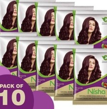 Nisha Henna Based Hair Color 15gm Each Sachet pack of 10 No Ammonia Long Lasting