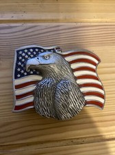 Patriotic American Belt Buckle Eagle US Flag Cowboy Cowgirl Vtg 1992 TGABC.DBD98