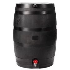 50 Gal. Rain Barrel Black Colour with Plastic Spigot Decorative Rust Proof NEW