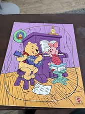 VTG Mattel Winnie the Pooh Piglet Musical Piano Guitar Wooden Tray Puzzle