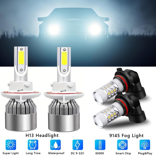 6000K LED Headlight&Fog Light H13/H10/9145/9005 Bulb for Ford F150 Dodge Ram 350 - Picture 6 of 6