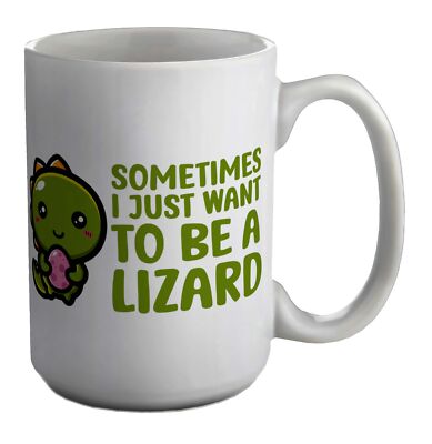 Manchmal will ich nur Eidechse sein Tier weiß 15 Unzen große Tasse Becher Geschenk